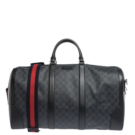 gucci supreme duffle bag|gucci black canvas duffle bag.